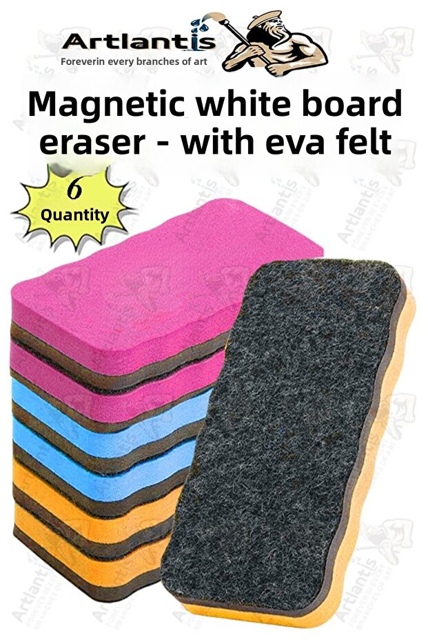 Magnetic Whiteboard Eraser Eva 6 Pieces White Whiteboard Eraser Magnetic Quality Felt Tip Eva