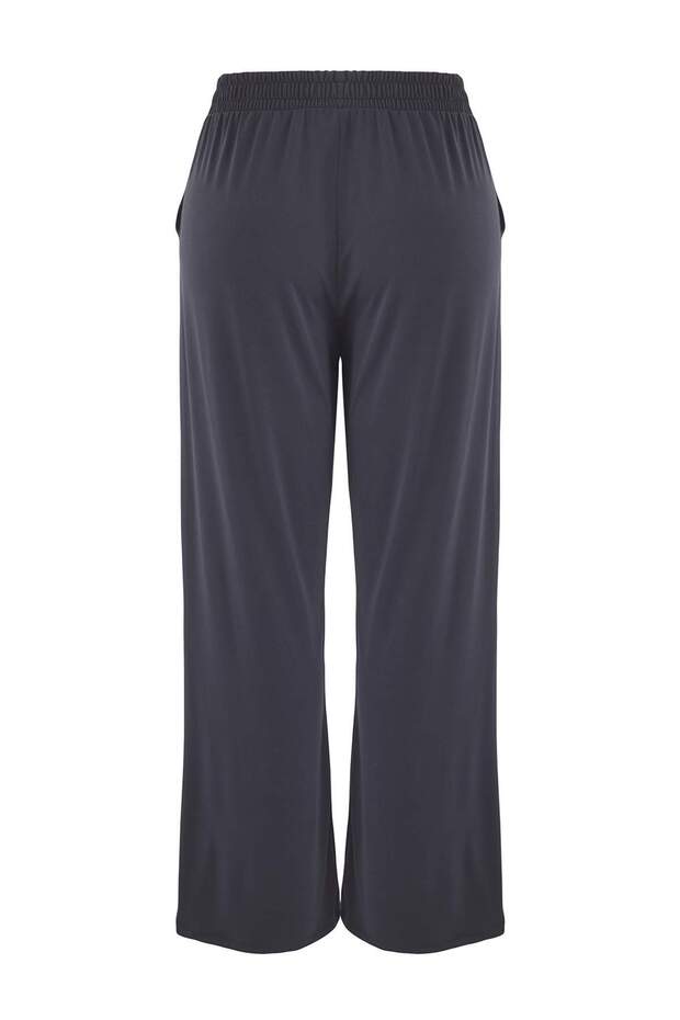 Gri Yüksek Bel Geniş Paça Örme Pantolon TBBSS25AR00005 - 7