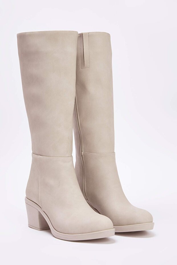 Kőcipzáras, kerek orrú női 6,5 cm-es blokksarkú csizma TAKAW25CZ00004 - 2