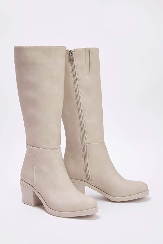 Kőcipzáras, kerek orrú női 6,5 cm-es blokksarkú csizma TAKAW25CZ00004 - 1