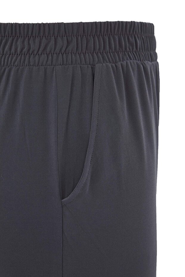 Gri Yüksek Bel Geniş Paça Örme Pantolon TBBSS25AR00005 - 6