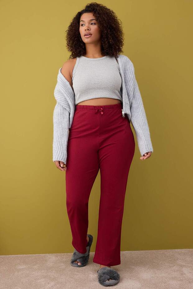 Kırmızı-Çok Renkli 2'li Paket Örme Pijama Altı TBBAW26IA00003 - 2