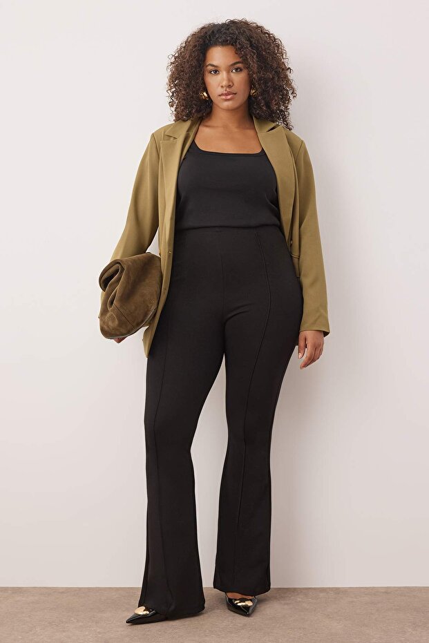 Španělské pletené kalhoty s rozparkem nadměrných velikostí - Tbbaw23Ar00002 - 2