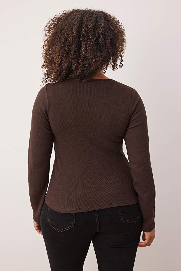 Braun-beige 2er-Pack Camisole-Strickbluse in Übergröße TBBAW26AF00055 - 3
