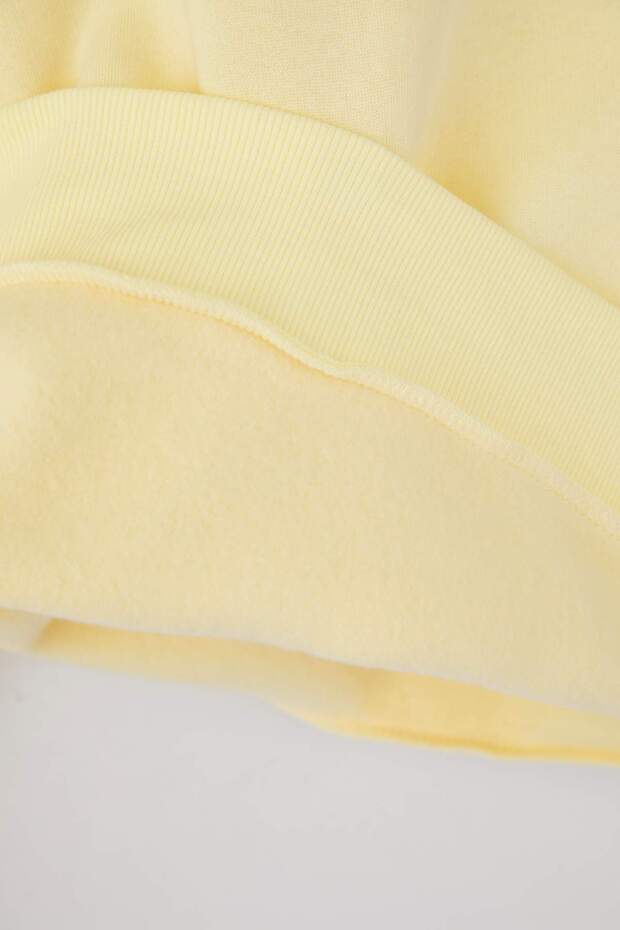 Açık Sarı Oversize/Rahat Kesim Basic Bisiklet Yaka Kalın/İçi polarlı Örme Sweatshirt TWOAW24SW00102 - 7