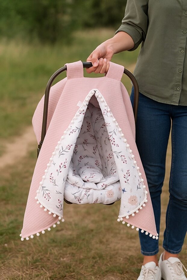 100% Cotton Multi-Purpose Double Layer Muslin Stroller Cover/Cushion And Cover