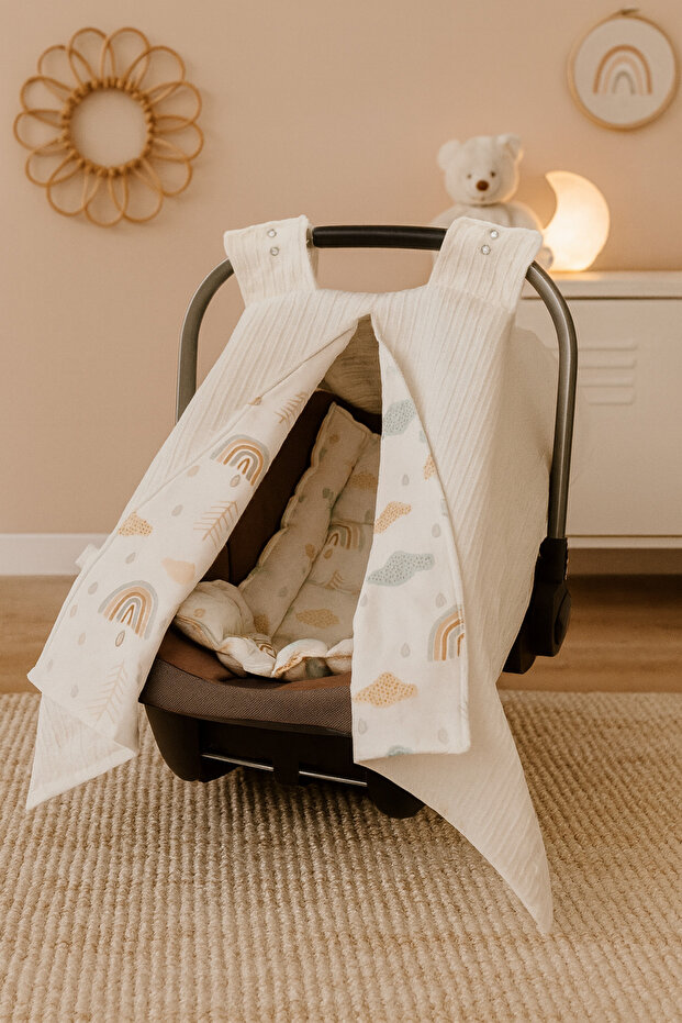 100% Cotton Multi-Purpose Double Layer Knitted Piqué/Muslin Stroller Cover & Cushion