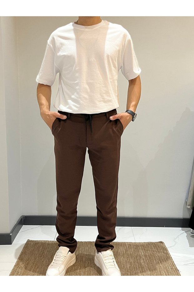 Pants Fabric Regular Cut Elastic Waist