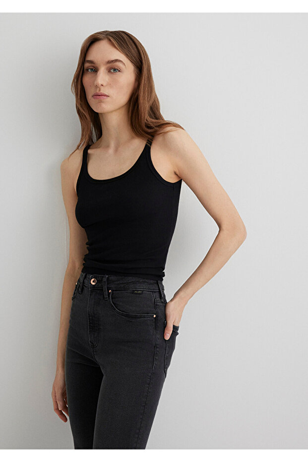 Black Basic Undershirt Fitted / Fitted Cut 1613079-900 - 2
