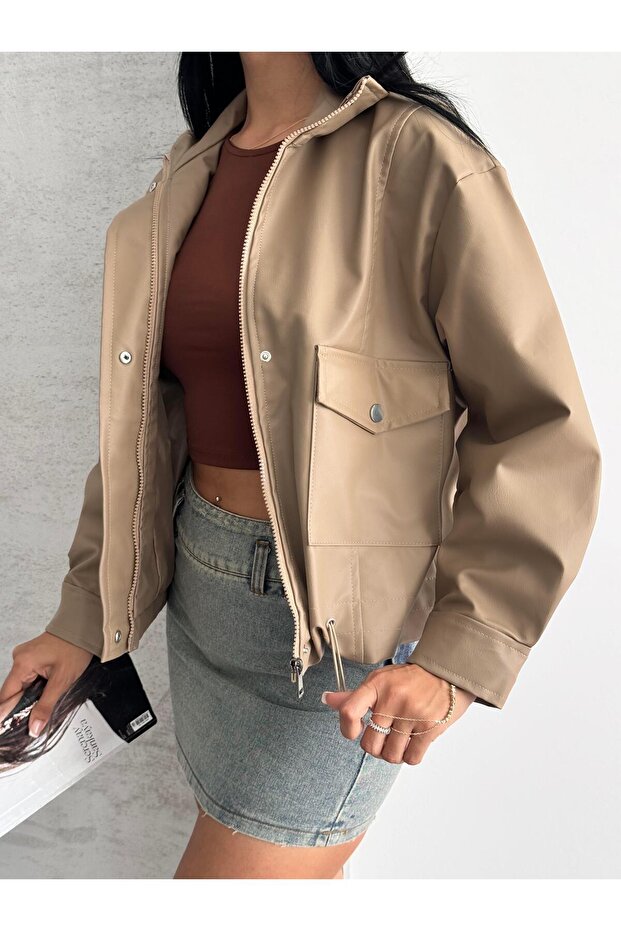 Spx Bej Deri Ceket - 4