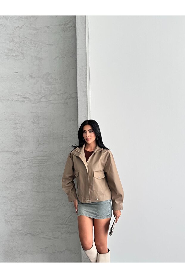 Spx Bej Deri Ceket - 6