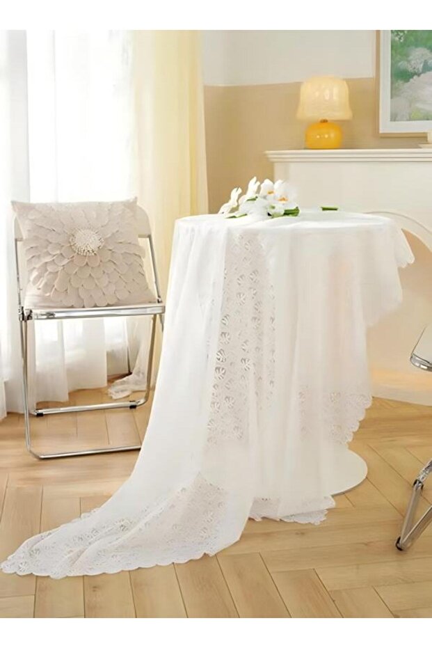 White Round Tablecloths Polyester Table Cloth Bulk Washable Polyester Fabric Tablecloths Table - 5