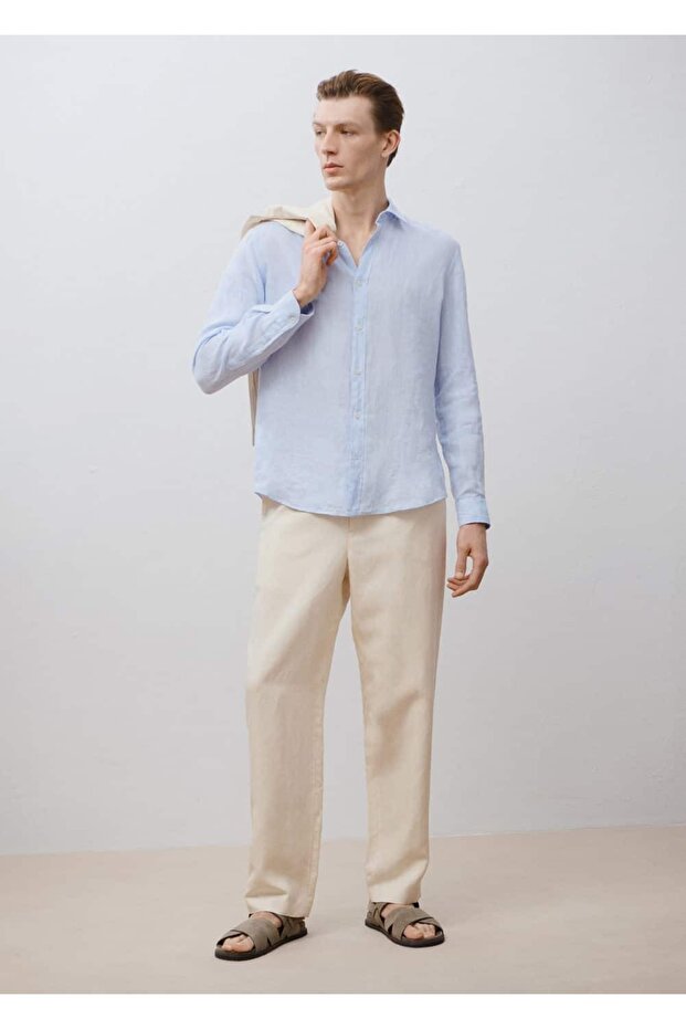 %100 keten gömlek - 5