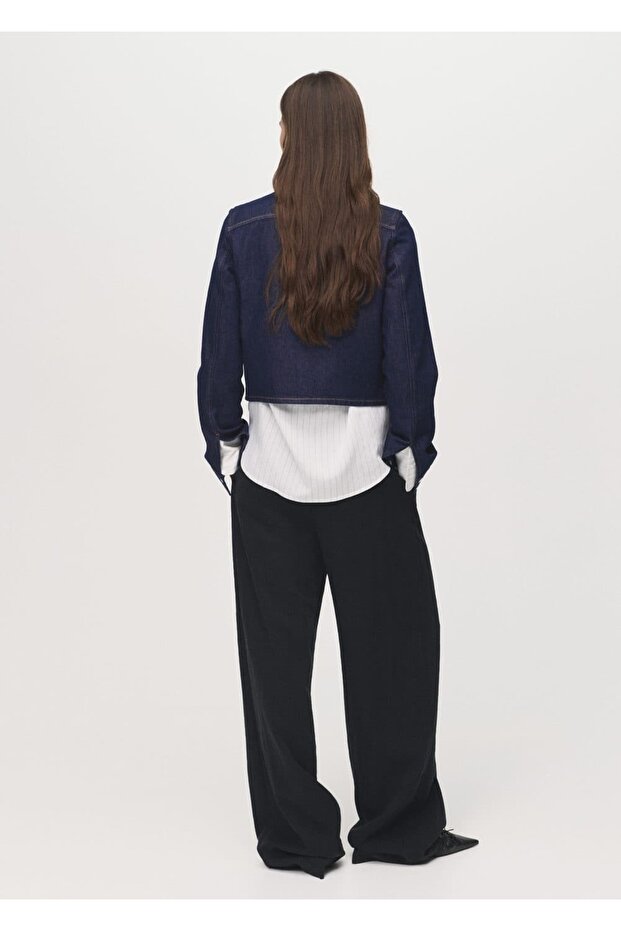 Crop denim ceket - 4