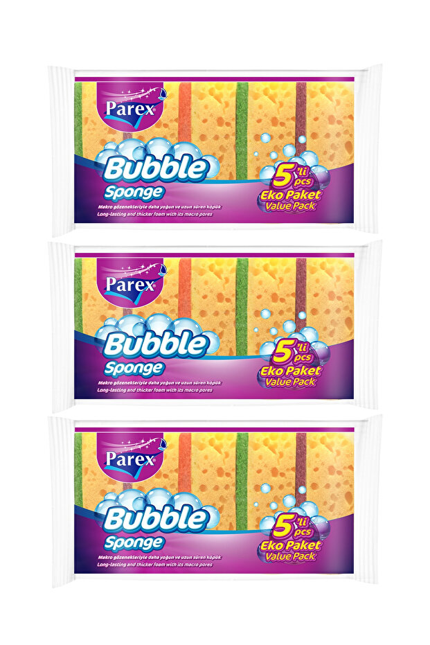 Bubble Sünger Düz 5'li Üçlü Set - 2
