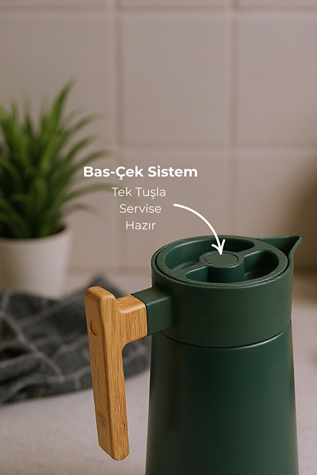 North Bambu Saplı Çelik Termos Yeşil 2 Litre - 6