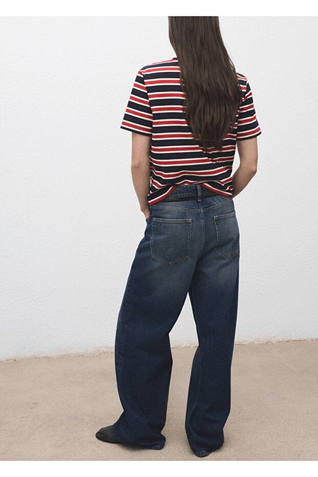 Pamuklu çizgili tişört - 4