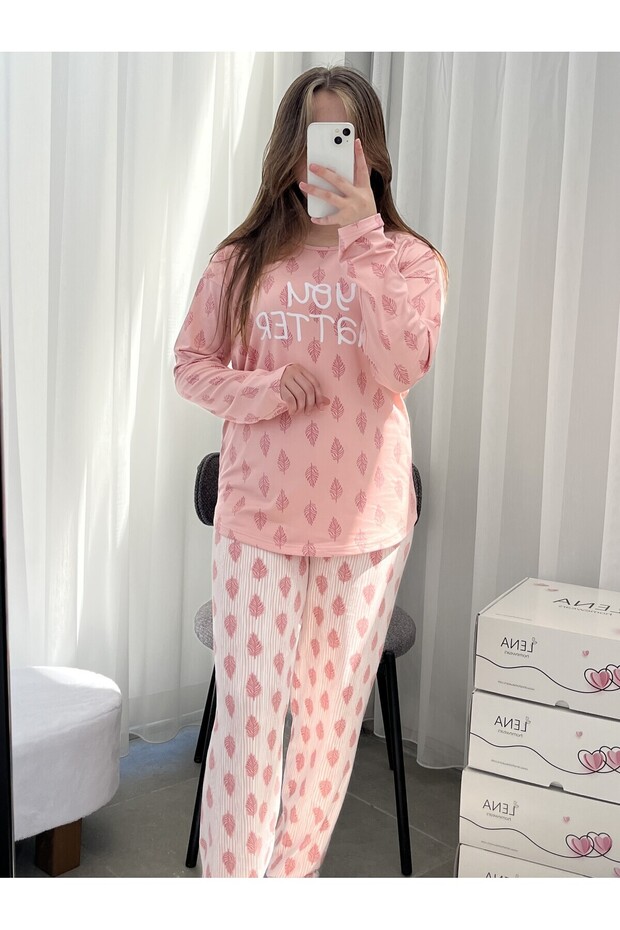 Powder Leaf Patterned Sofia Pajama Set - 2