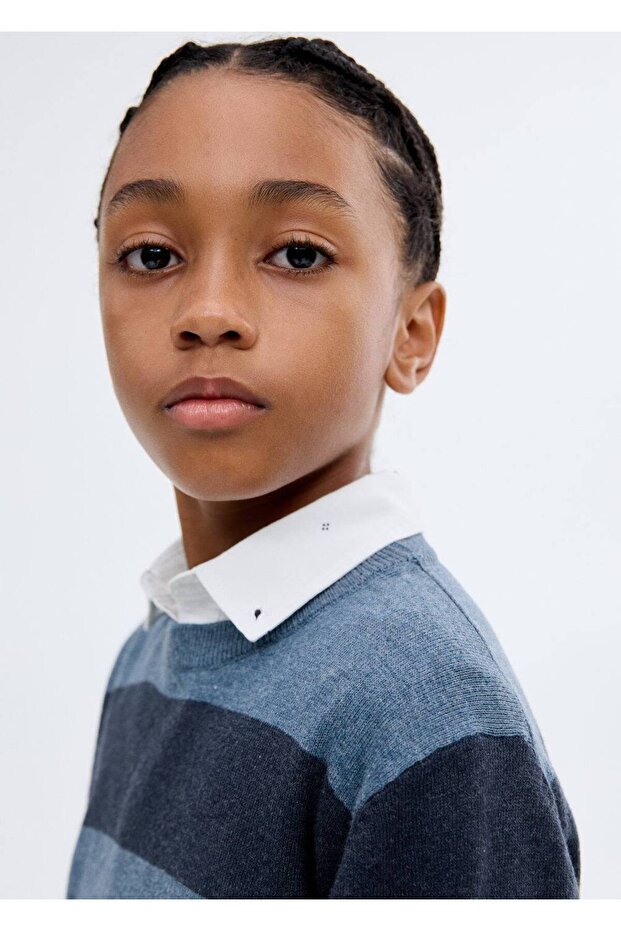 Çizgili triko kazak - 7