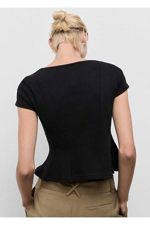 Pamuklu evaze tişört - 4