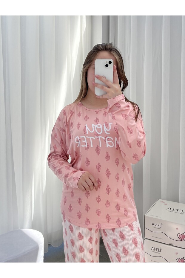 Powder Leaf Patterned Sofia Pajama Set - 3