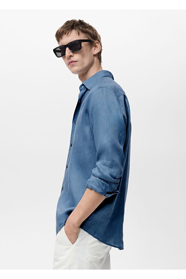 %100 keten gömlek - 7