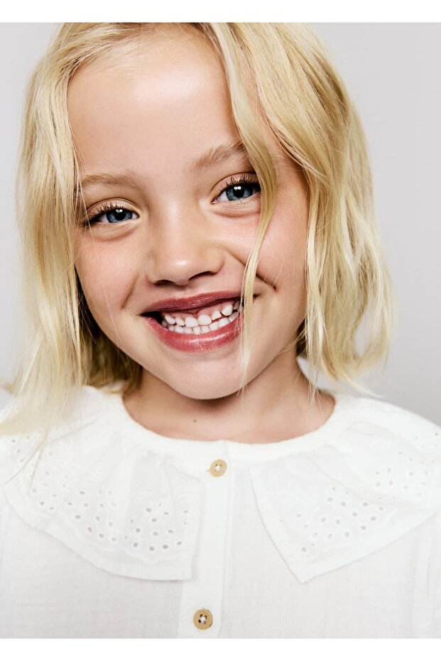 İşlemeli bambula bluz - 5