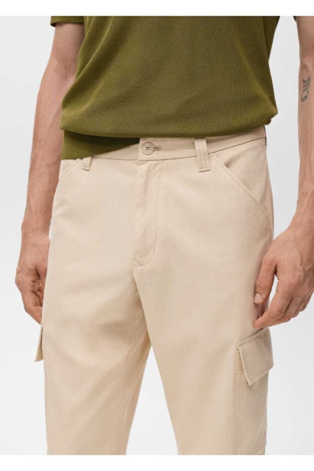 Lyocell pamuklu kargo pantolon - 5