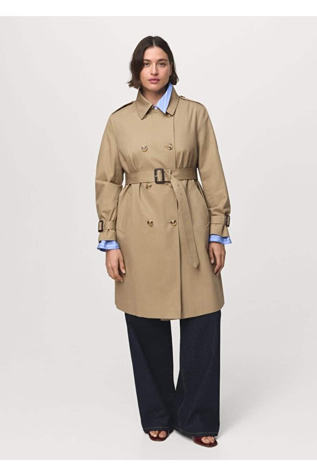 Klasik kemerli trençkot - 5
