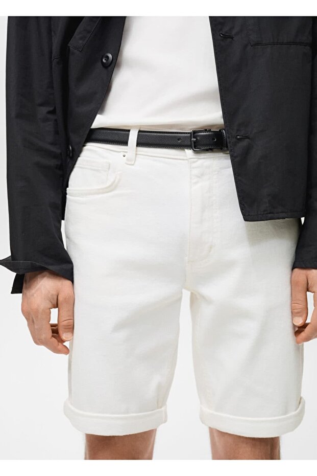 Slim fit kot bermuda şort - 7