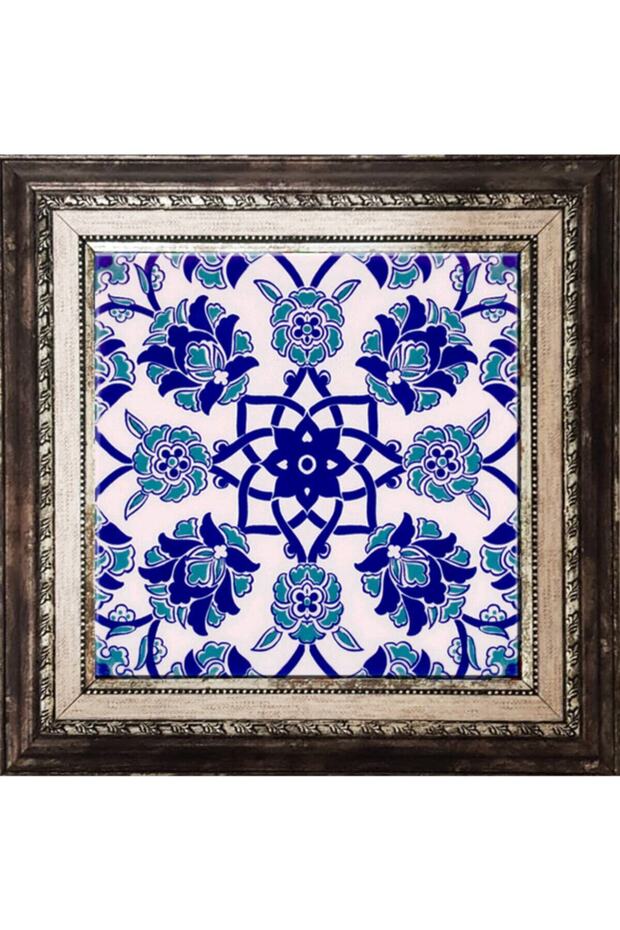 20x20 سم AC 10 بلاط كوتاهيا منقوش بالزهور الزرقاء السلجوقية