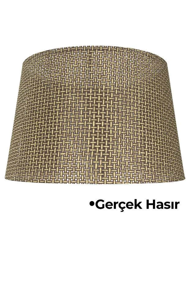 Doğal Hasır Kahve Ahşap Lambader - 4