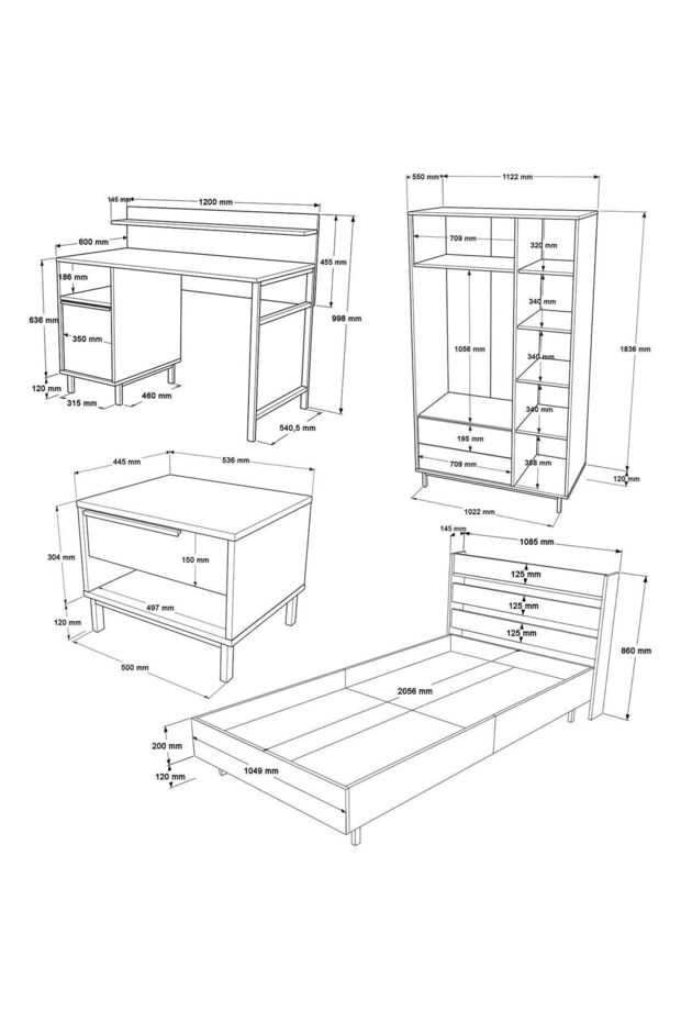 Bohem Genç Odası Takımı 4'lü Set Sepet BOH24-S - 7