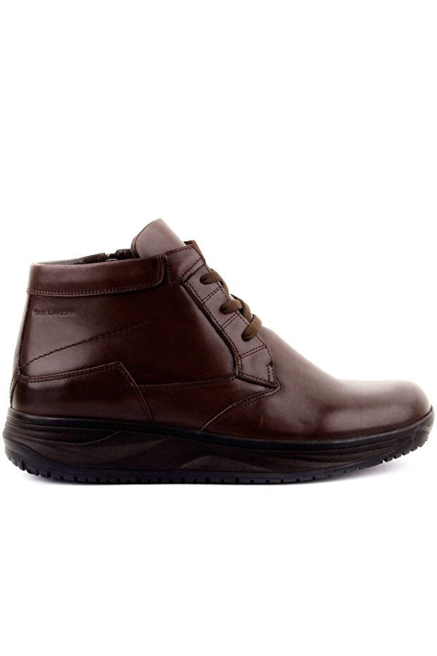 - Brown Leather Zippered Men's Boots 102-2869-65390