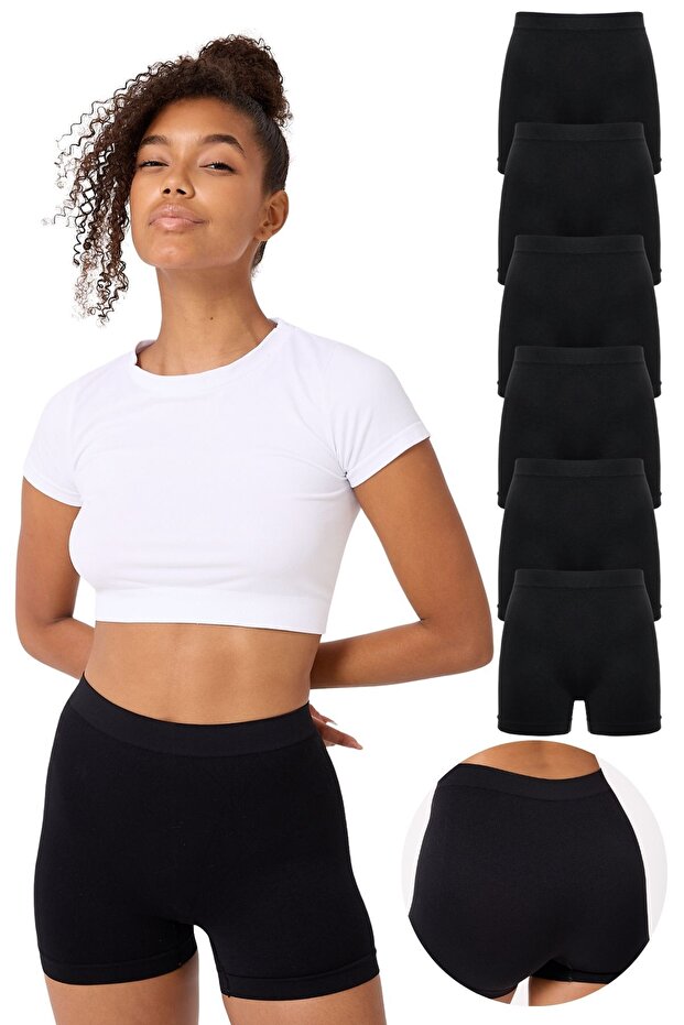 مجموعة من 6 بوكسرات أساسية بدون خياطة للسيدات - 1