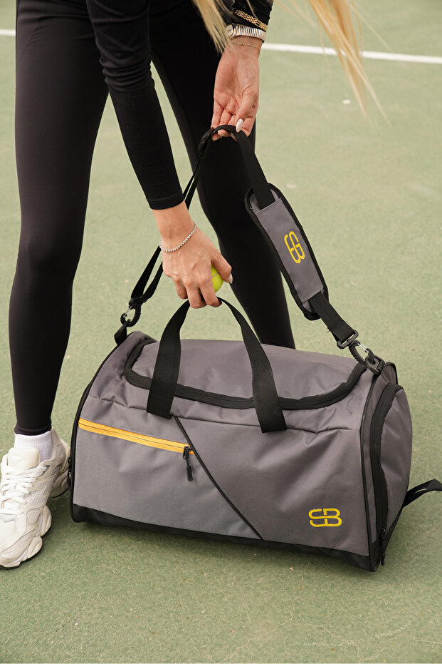 Solo Bag Ayakkabı Gözlü Termoslu Gri Orta Boy Unisex Spor Fitness Ve Seyahat Çantası