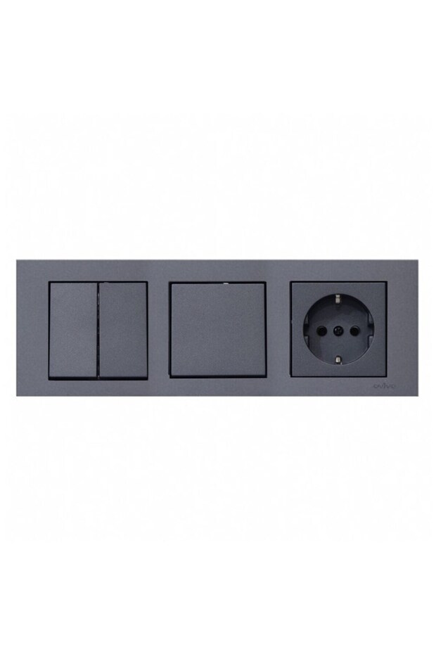 Ovivo Grano Smoked Set of 3 Commutator, Switch and Grounded Socket Set