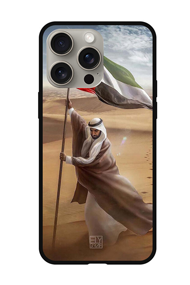 Protective Case Anti Scratch Shock Proof Bumper Cover For iPhone 15 Pro Max Sheikh Zayed Flag Desert