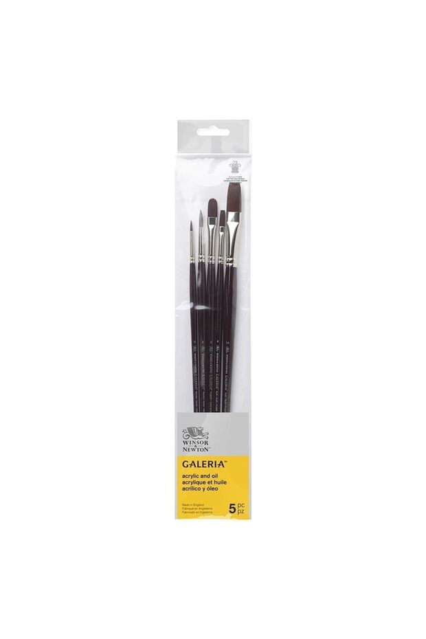 Winsor & Newton Galeria Uzun Saplı Sentetik Fırça Set 1 (5'li) - 1