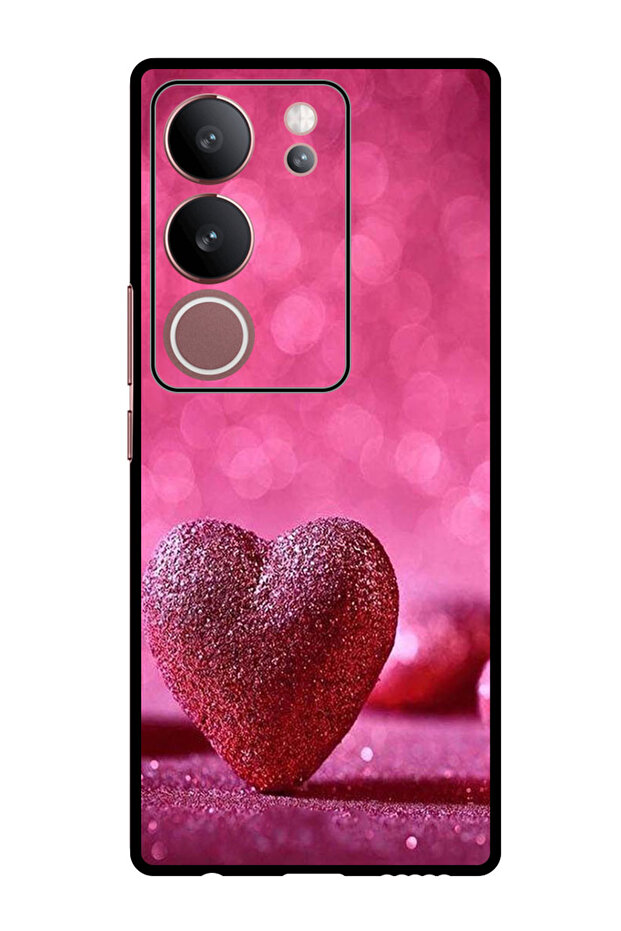 Protective Case Anti Scratch Shock Proof Bumper Cover For Vivo V29 - V29 Pro Dark Pink Gliter Heart