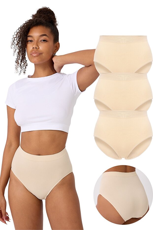 3-Pack Seamless Women's High Waist Flexible Bato Slip Panties