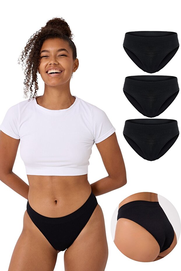 3'lü Dikişsiz Basic Kadın Slip Külot - 1