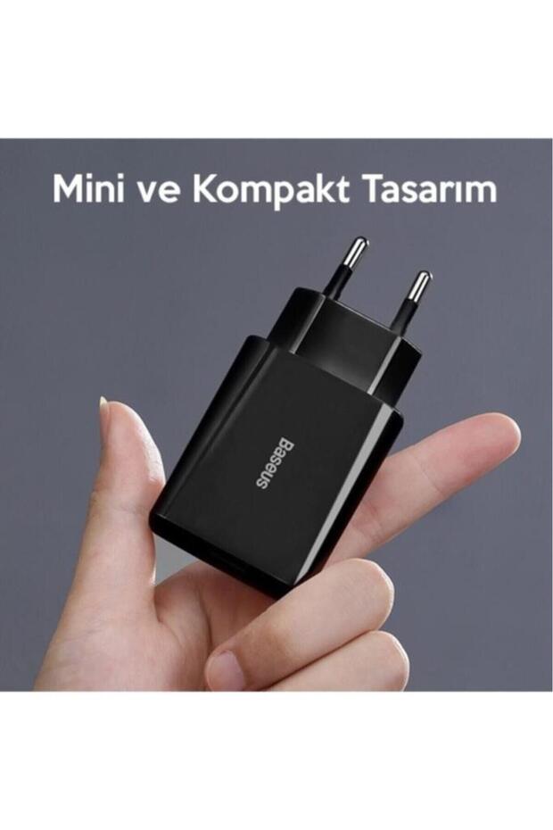Speed Mini Quick Charger 20W Şarj Başlık Type-C Hızlı Şarj Adaptörü Siyah - 5