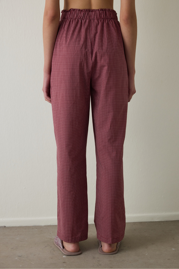 Bordo Freya Ekoseli Pijama Altı - 2