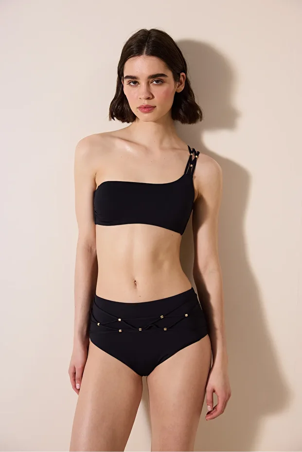 Danny Tek Omuz Siyah Bikini Üstü - 6