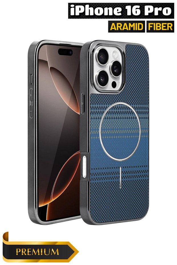 iPhone 16 Pro Compatible Magsafe Supported Aramid Fiber Premium Phone Case – Velvet Inner Surface