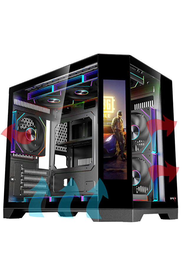 صندوق ألعاب DOST 60 MINI(S) MICRO-ATX بشاشة 9.2 بوصة ومروحة 6ARGB وجهاز تحكم عن بعد باللون الأسود - 6