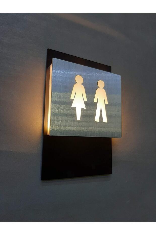 Illuminated Wc Direction Sign with Women and Men Icons