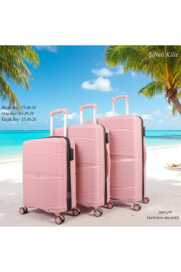 PP ÇİZGİLİ BAVUL 3'LÜ SET - 1