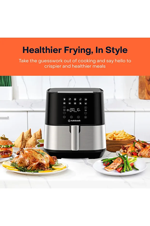 Air Fryer 2, 1700 Watts, Digital Control Panel Display, 10 Preset Programs, 5.5L, Brush SS/Black - 1
